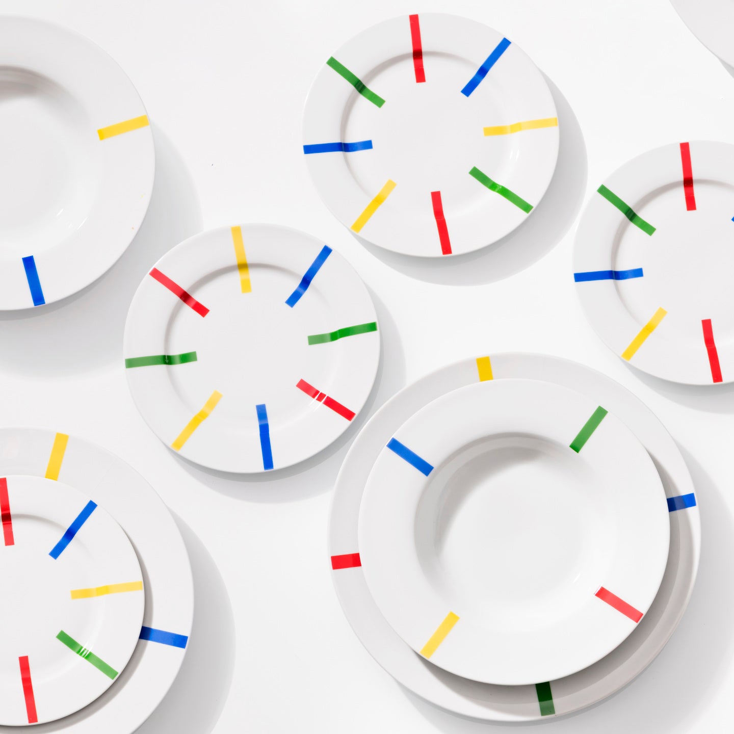 Juego de 4 platos llanos Benetton de porcelana - Rainbow